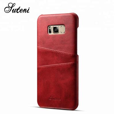 China Custom Suteni Card Holder Cover Cell Phone Case Leather Wallet Protector Cover For Samsung Phonecase S8 Case for sale