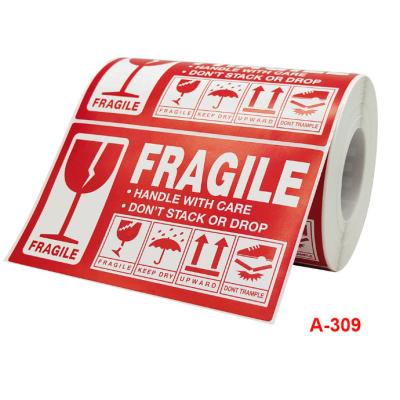 China Waterproof Fragile Label Sticker Adhesive Do Not Press Up Fragile Goods Express Caution Label for sale