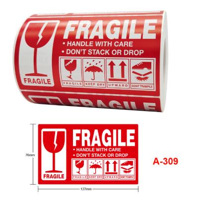 China Waterproof Fragile Labels Handle With Care Express Logistics Packaging Fragile Labels Warning Stickers for sale