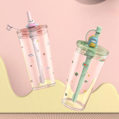 China High Value Minimalist Girls Cup Summer Days Cute Portable Adult Maternity Straw Tritan Water Bottle for sale