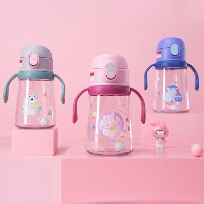 China Minimalist Plastic Dual-Use Children's Water Cartoon Handle Learning Drinking Cup Strap Water Bottle Cup Baby Straw Cup for sale