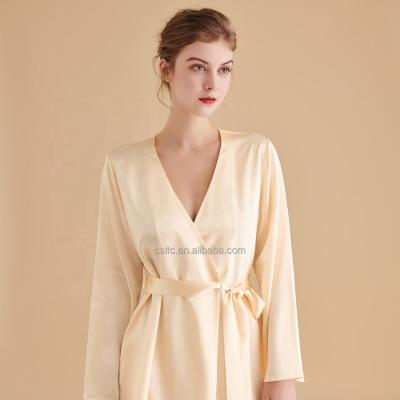 China New arrival 22MM mulberry silk women's luxury QUICK DRY 100% luxury night robe with belt for ladies bathrobe for sale