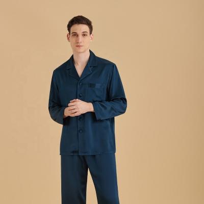 China 22 Momme QUICK DRY Male Pajamas For Men 2 Pieces Set Covered Button Blackberry Stylish 100% Silk Pajamas for sale