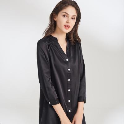 China Breathable High Quality 22MM 100% Silk Casual Sleepwear Women Pajamas Women's Silk Shirt for sale