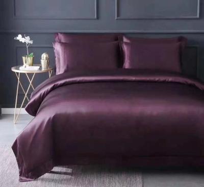 China 100% Non-Toxic Mulberry Silk Duvet Cover Sets Silk Pillowcase Mulberry Silk Sheets Elegant Purple for sale