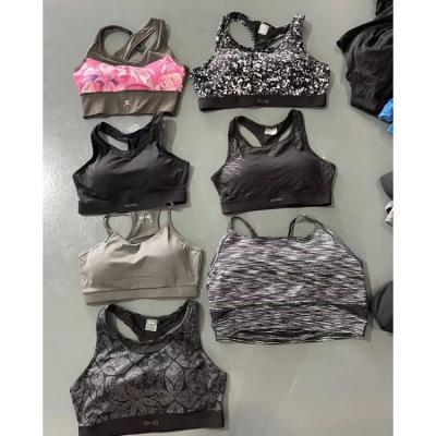 China Polyester Factory Wholesale Women's Underwear Fitness Yoga Paded Shockproof Bra New Branded Running Lot Cheap Overwhelmed Sports Biker Tops for sale