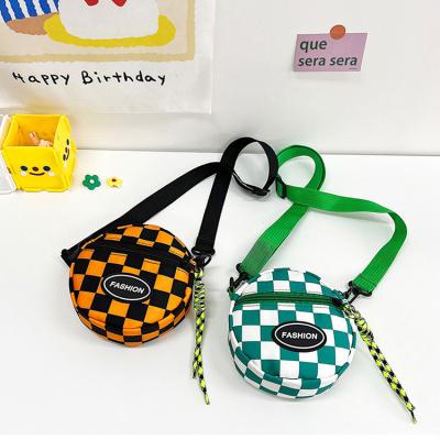 China PORTABLE Children's Bag Boy Girl Plaid Messenger Handbag Kids Invent Small Purse Satchel Bag for sale