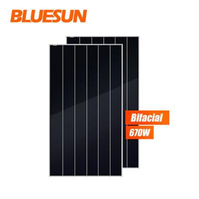 China Bluesun solar panel 670w feel mono solar module perc bifacial solar panel price 210mmx210mm for sale