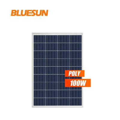 China BLUESUN poly 12V PV solar panel 100w 100 W solar street light 156.75mmx156.75mm mono solar 100 watt solar panel price for sale