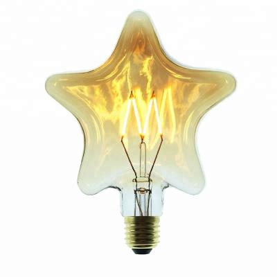 China Decorative 220V 2W E27 High Quality Five Point Shape Dimmable Star Glass Energy Saving Led Light Bulb With Filament Sour Lead Chip For Party for sale