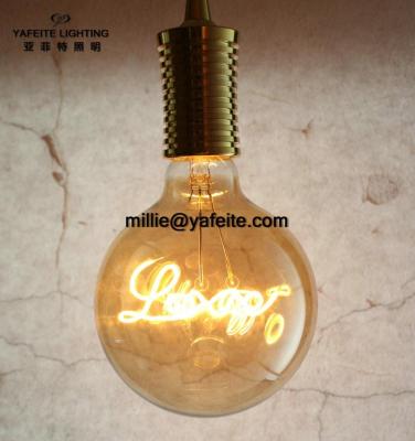 China G125 Edison Classic LED Glass Light Bulb Character Love Curved Led Filament 4W 220/240V E27 Vintage Light Bulb Amber Led for sale