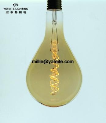 China Edison Led Bulb Spiral Curved Decorative LED Bulb A160/PS52 6W Dimmable 220/240V E27 Large Vintage Home Decorative Led Filament Pear Light Bulb for sale