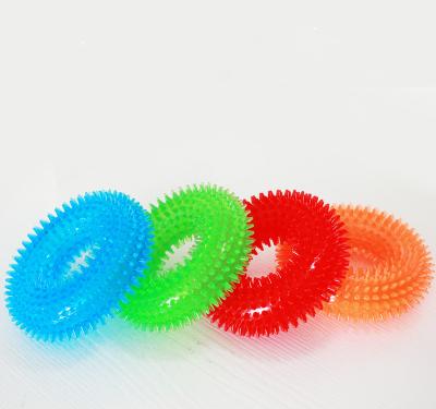 China Viable Dog Toy Ball Pet Squeaky Thorn Ring Chew Toys Bite TPR Resistant Barbed Pet Toy for sale