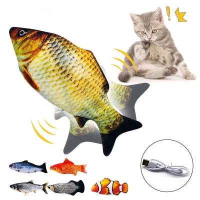 China Simulation Cat Plush Fish Toy USB Stocked Filling Pet Stirring Cat Electric Fish Toy for sale