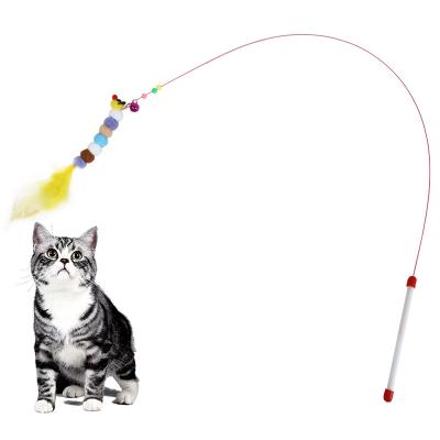 China Viable Funny Cat Stick Bell Yarn Feather Cat Crawler Pet Crawler Interactive Amusement Toy for sale