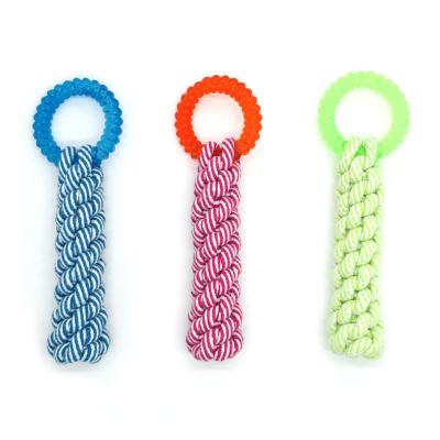 China Sustainable Interactive Corn Cotton Rope Stick Shaped Puzzle Cat and Molar Dog Training Toy TPR Dog for sale