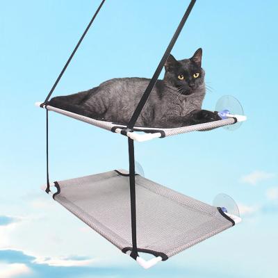 China New Popular Cooling Double Pet Cat Hammock Sucker Cat Climbing Frame Mesh Cat Litter Bed for sale