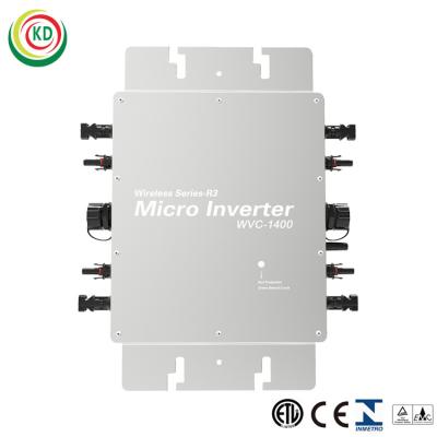 China KaiDeng DC 22-60V Input Microinverter 1400 Watt Solar 220V Tie MPPT Grid AC Pure Sine Wave Output With EU Plug 370*300*41.6mm for sale