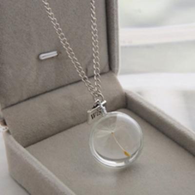 China Real Fashion Cute Wish Factory Sale Dandelion Crystal Pendant Necklace Glass Round Pendant For Necklace Choker Necklace For Women for sale