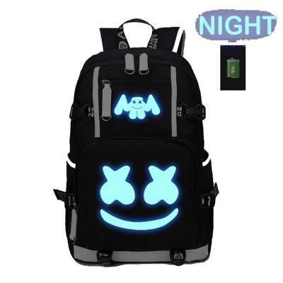 China Brand Anti-theft Bag Tide Luminous Audio Cotton Candy Around DJ USB Interface Earphone Jack Large Capacity School Laptop Top Backpack for sale