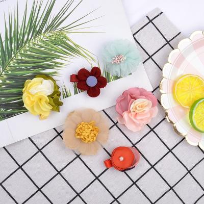 China Hot Selling Handmade Hair Clip Flower Hair Clips Soft Nylon Fabric Baby Hair Decorations Hairpins For Kids for sale