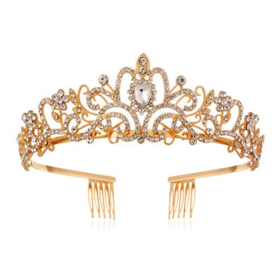 China Beauty Queen's Pageant Crown Crystal Diamond Party Wedding Tiaras Rhinestone Hair Decorations With Comb For Women for sale