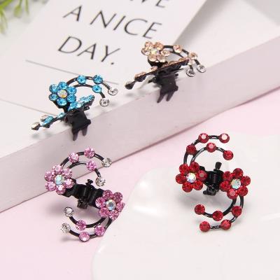 China Sweet Crystal Rhinestone Flower BB Hair Claw Clips Mini Hair Grips Hair Decorations For Women Girl BB Clip Hairpin for sale