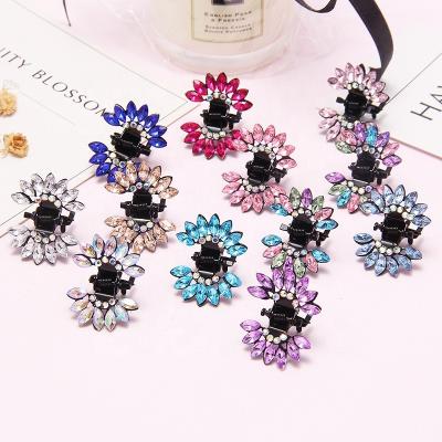 China Hair Decorations Children's Crystal Rhinestone Mini Hair Grips Barrettes Flower BB Hair Claw Clips For Girl BB Clip for sale