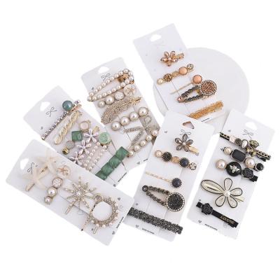 China New Version Headdress Female Female Pearl Inlaid Hair Clip For Women Fashion Hairpins Set Rhinestone Clip for sale