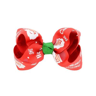 China Hair Ornaments Christmas Party Polyester Ribbon Bowknot Hair Clips Big Bow Hair Grips For Kids Hair Accessories for sale