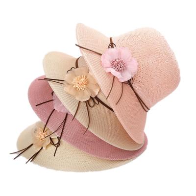 China Foldable Adult Flower Straw Hat Sun Women Beach Eco-friendly Outdoor Ladies Hat For Girl Straw Summer Lady Hat for sale