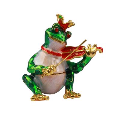 China Unique Lucky Green Frog Trinket Box Ring Holder Decorative Box Handmade Faberge Style Home Decor Ornaments High Performance Gift for sale