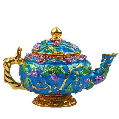 China Hinged High Performance Teapot Trinket Box For Girls Ring Holder Handmade Ring Holder Dish Decorated Ornaments for sale