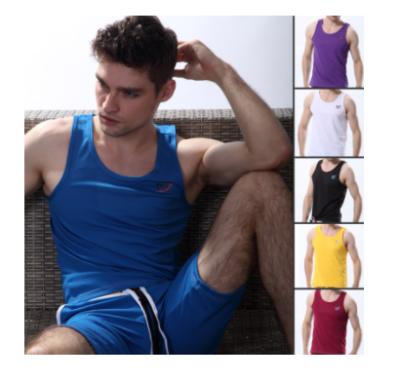 China Logo Design Polyester Cotton Anti-Wrinkle Mens Gym Mens Fitness Bodybuilding Custom Tank Tops Plus Size Mens Sport Vest for sale