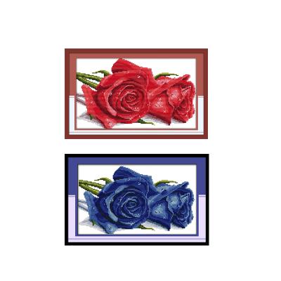 China All over the world dmc cross thread cotton fabric aida pattern flower NKF Rose lover's cross stitch kit for sale