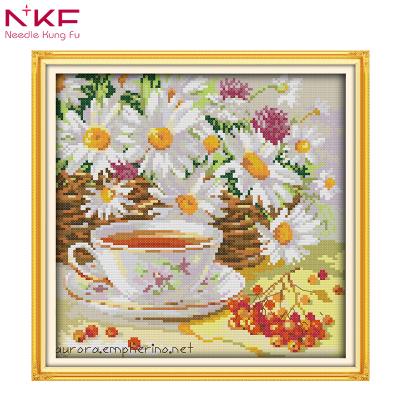 China Europe NKF Afternoon Tea Lifestyle Fabric Cross Still Easy Counted Stitch Patterns Different Design For Factory Outlet for sale