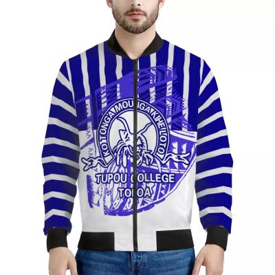 China New Arrival Custom UNIVERSITY Breathable LOGO Mens Bomber Jacket Polynesian Samoan TUPOU Tribal Design for sale