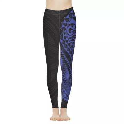 China Wholesale High Waisted Polynesian Samoa Printing Stretch Fitness Compression Yoga Pants Tribal High Quality Breathable Comfortable Yoga Pants Women High for sale