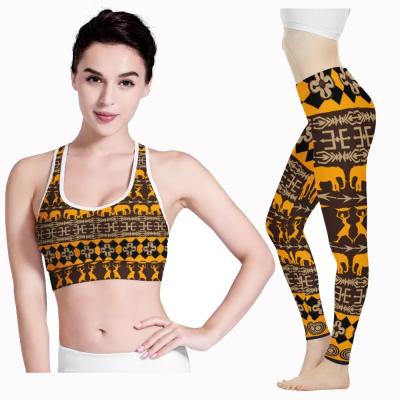 China 2021 Low MOQ Breathable Traditional African Tribal Stripes Design Print Yoga Pants And Sports Invest Custom Women's Fashion Gym Equipment for sale