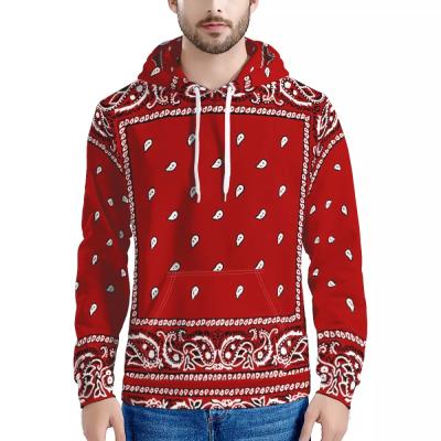 China Viable Fashion Trendy Casual Paisley Bandana Printed Mens Vintage Hoodies Custom Mens Oversized Hoodies for sale