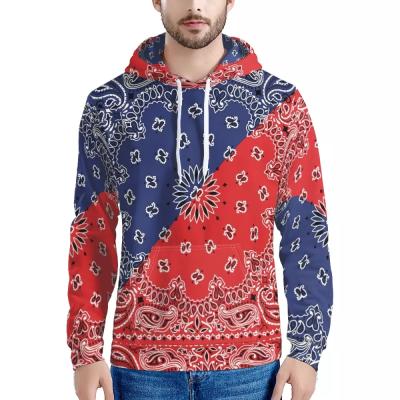 China Viable Custom Made Mens Hoodies Factory Price Oversized Paisley Bandana Printed Mens Vintage Hoodies for sale