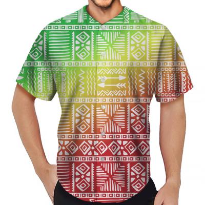 China 2021 Custom Logo Men Plus Size Casual New Arrival Summer Breathable Polynesian Samoan Tribal Design Baseball Round Neck Shirts for sale