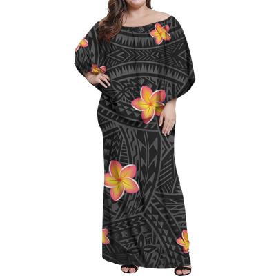 China Anti-Static Paisley Polynesian Samoan Tribal Design Stylish Charming Women Ruffle Long Dress Casual Wear Quality Female Dress for sale