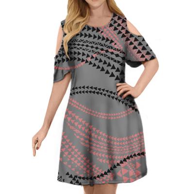 China New Arrivals Design Anti-wrinkle Sweater Dress Custom Tribal Polynesian Samoan Short Sleeve Dress Elegant Dresses for sale