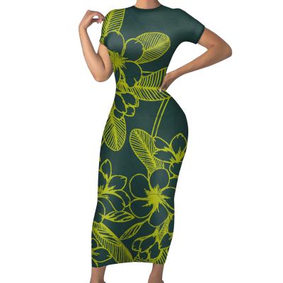 China Anti-Wrinkle Design Polynesian Samoan Tribal Custom Fashion Summer Women Retro Short Sheath Tight Dresses Plus Size for sale