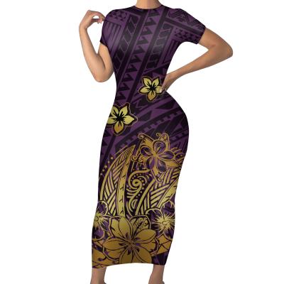 China Anti-wrinkle Tattoo Polynesian Samoan Tribal Design Custom Long Sleeve Night Club Dress Short Dresses Women for sale