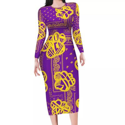 China New Arrivals Anti-wrinkle Paisley Bandana Print Design Custom Stylish Plus Size Maxi Dress Girls Clothes Night Dress for sale