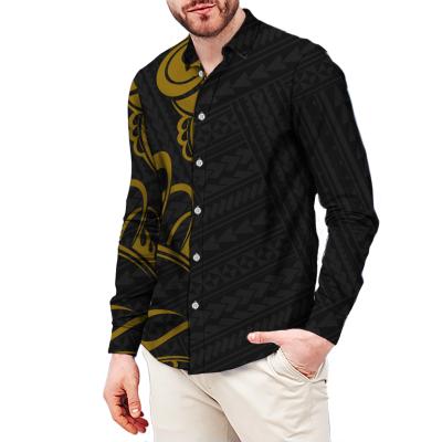 China Anti-Wrinkle Design Polynesian Samoan Tribal Mens Smart Shirts Sleeve Long Shirts Wholesale Men Custom Long Sleeve for sale