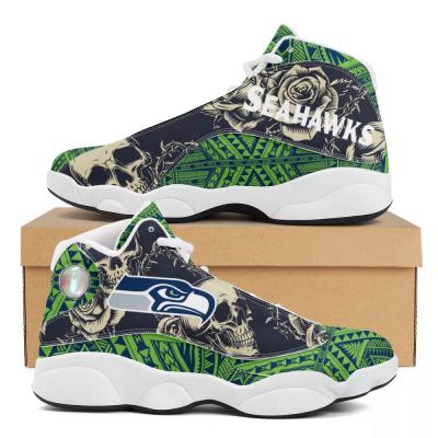 China Durable Promotional Skulls Print Polynesian Samoa Design Custom NFL Tribal Sneakers Team Logo Basketball Shoes for sale