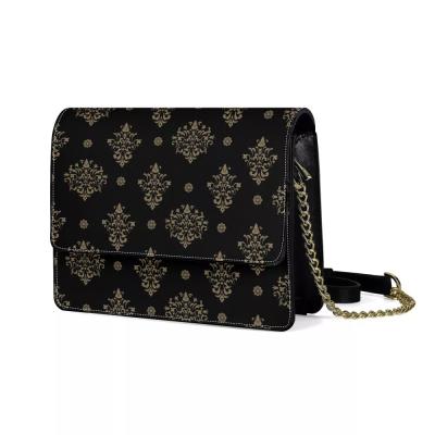 China High Quality Good Quality PU Leather Cross - Body Handbags Vintage Pattern Lady High Quality Crossbody Baroque Floral Ornate Style Printed Bag for sale